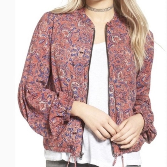 Free People Paisley Jacket in Red and Blue - Picture 1 of 8